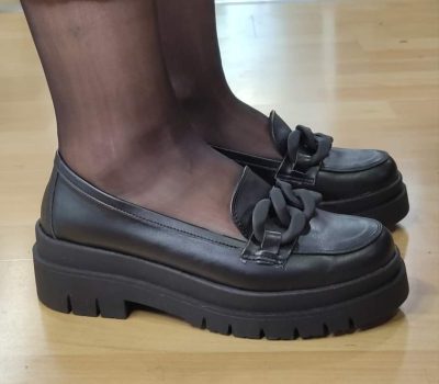 Loafers με ψηλή σόλα και αλυσίδα ΒΙ701 Μαύρο