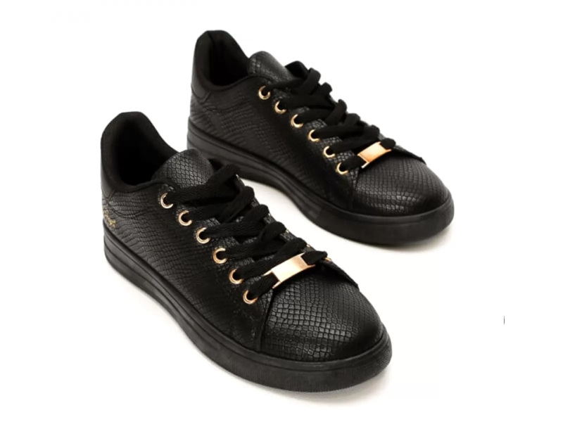 Γυναικεία sneakers με χρυσές λεπτομέρειες ΒΙ2528 μαύρο