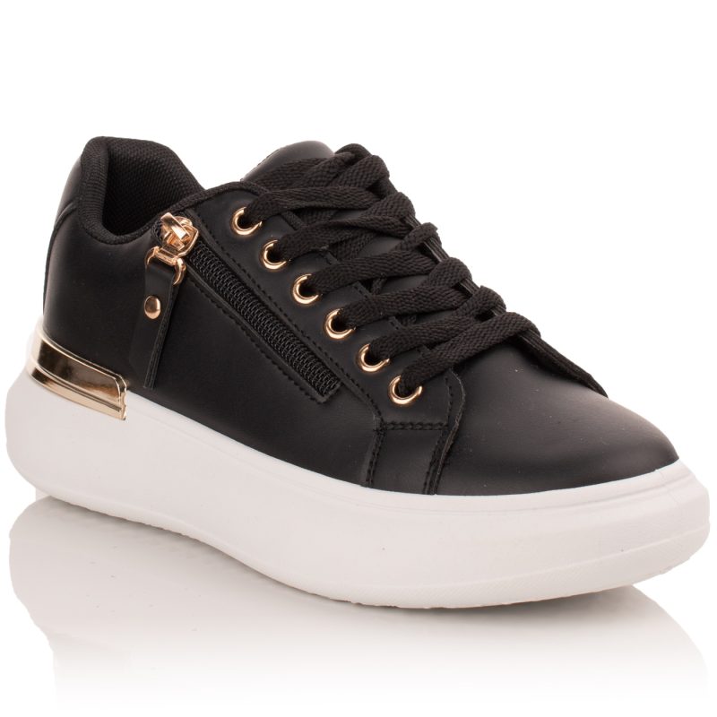 Γυναικεία sneakers με χρυσή λεπτομέρεια ΒΙ-LY527 μαύρο