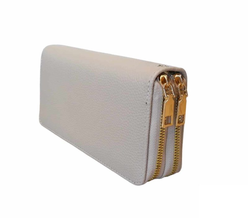 Γυναικείο πορτοφόλι με δύο φερμουαρ ΑΚ34 Μπεζ